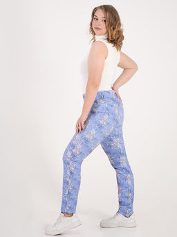 Брюки дизайнерские принтованные женские облегающие - Almond фото 2