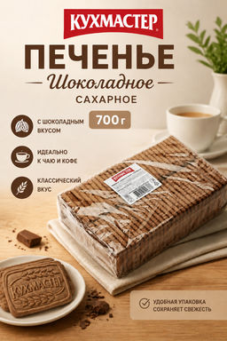 Печенье Кухмастер Шоколадное сахарное 700 г