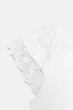 CAMISETA MANGA CORTA BORDADOS / Blanco - Zara фото 7