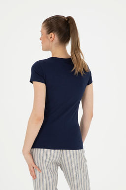 Футболка U. S. Polo Assn женская с круглым вырезом темно-синяя - U.s. polo assn фото 12