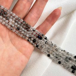 Бусины для украшений из Кварца с включением Турмалина 39 см