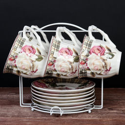 Чайный набор 12 предметов 250 мл MS / new F31-12MS /уп 8/ Чайная роза костяной фарфор - Галеонтрейд фото 4