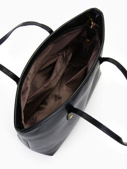 Сумка-шопер женская на молнии, размер 30.5×12×27 см, однотонная, чёрная