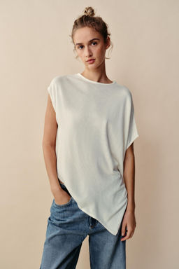 TOP ASIM?TRICO PUNTO / crudo-blanco - Zara фото 9