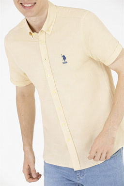 U. S. Polo Assn / Мужская светло-желтая рубашка с коротким рукавом - U.s. polo assn фото 13