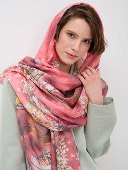 Большой красивый палантин. Рисунок нанесен вручную.ШЕЛК ВИСКОЗА ХЛОПОК