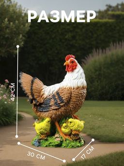 Садовая фигура из полистоуна «Курица с цыплятами», 42×17×30 см