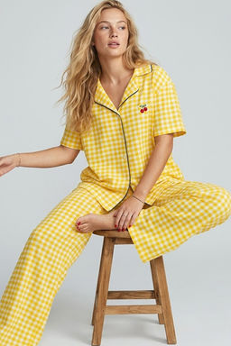 Sar_ Ekose / Kareli Nak__ ve Biyeli _rme Pijama Tak_m_ THMAW27PT00106 - Trendyolmilla фото 2