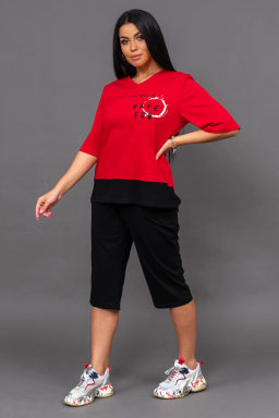 Костюм женский, цвет черный красный