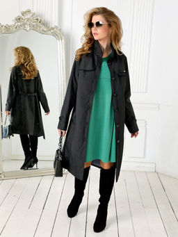 24132 Плащ черный - Dizzyway фото 3