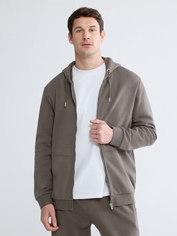 Kap??onlu Erkek Fermuarl? Sweatshirt