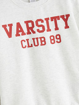 Bisiklet Yaka Varsity Bask?l? Erkek ?ocuk Sweatshirt