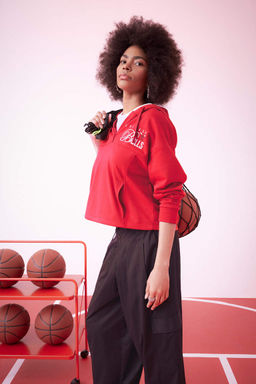 DeFactoFit NBA Chicago Bulls толстая толстовка с капюшоном  фото 3