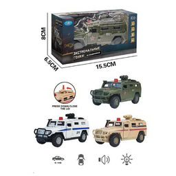 Модель 1:36 внедорожник инерц. "Спецтехника" 3цв. в ассорт. (2024-2/DT) свет, звук, откр.двери, в коробке 15,5*6,5*5,5см