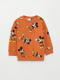 Bisiklet Yaka Uzun Kollu Mickey Mouse Bask?l? Erkek Bebek Sweatshirt - Waikiki фото 3
