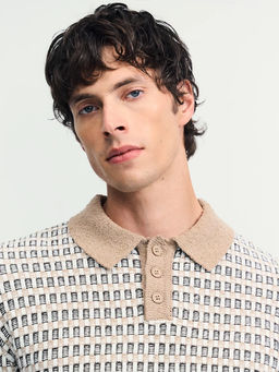 Вязаный джемпер поло с контрастным воротником / Zarina  фото 9