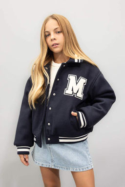 Пальто с воротником на молнии для девочек