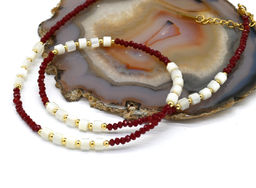 Чокер из циркона с перламутром рондель 3*2мм цв.бордовый, 41см