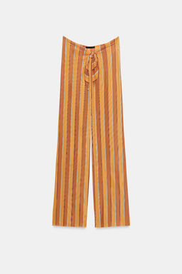 PANTAL?N PAREO TUL ESTAMPADO RAYAS / Naranja quemado - Zara фото 3