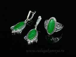 Кольцо Серьги с кварцем (имитация хризопраза) размер 20