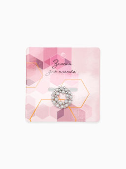 Зажим для платка Жемчужинка, белый в серебре