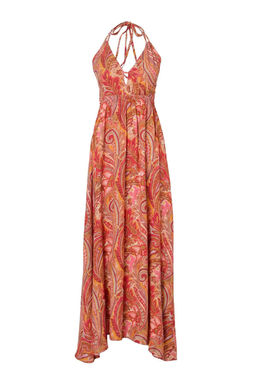 Bordo-Cok Renkli Sal Desenli Ask?l? Midi Dokuma Elbise TWOSS26EL00318