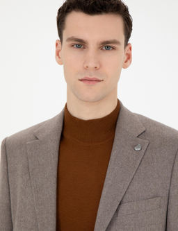 A__k Kahverengi Slim Fit %100 Ka_mir Ceket