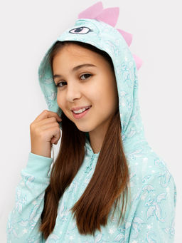 Комбинезон для девочек голубой с принтом драконы на цвете иней - Mark formelle фото 4