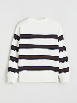 Bisiklet Yaka ?izgili Erkek ?ocuk Triko Kazak