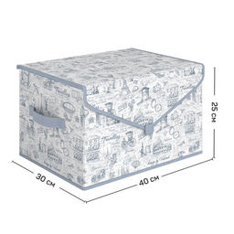 VAL TI-BOX-TM Короб стеллажный с крышкой, большой, 40*30*25 см, TRAVELLING INDIGO, шт