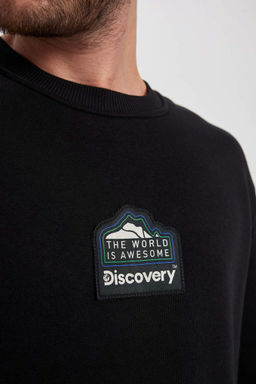 Толстый свитшот Discovery Channel Relax Fit с круглым вырезом - Defacto фото 7