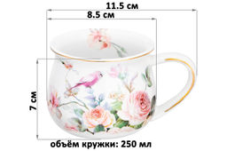 Кружка 250 мл 11,5*8,5*7 см "Певчие птички" бочонок, NEW BONE CHINA