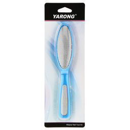 Терка педикюрная для ног металлическая 17,2х3,2х1,8см, пластмассовое основание с наждачной вставкой, цвета в ассортименте: розовый, голубой, фиолетовый, в блистере (Китай) - Домашняя мода фото 2