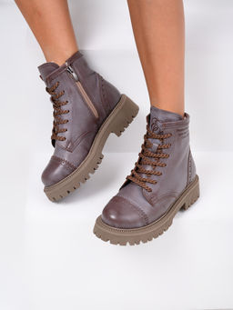 Ботинки 319.taskanaka.Вакса коричневая/шерсть