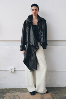 LEATHER EFFECT JACKET WITH SCARF ZW COLLECTION