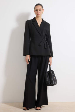 Siyah Kruvaze Kapama Astarl? Fitted Dokuma Blazer Ceket TWOSS26BC00022 - Trendyolmilla фото 2