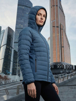 Куртка женская гибридная стёганая с капюшоном с графеновой подкладкой синего цвета 9622_1S - Valianly фото 22