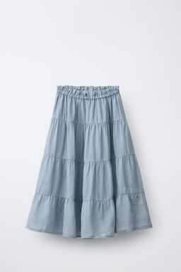 FALDA MIDI PANELES 100% RAMIO / Azul / Gris - Zara фото 3