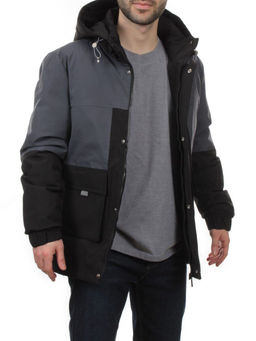 8875 BLACK GRAY Куртка мужская зимняя облегченная (130 гр. холлофайбер) - Фабричный китай фото 5