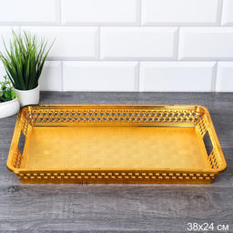 Поднос прямоугольный 38x24 см / 3824 /уп 60/золото/пластик