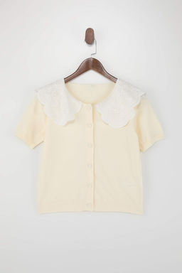 Tas Premium Iplik/Ozel Iplik Dantel Yakal? Triko Bluz TWOSS26BZ00112