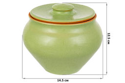 Набор 2 горшков 0,9 л 14,5*14,5*12,5 см "TerraCotta" с крышкой для запекания салатовый