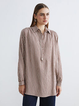 ?izgili Oversize Kad?n G?mlek Tunik