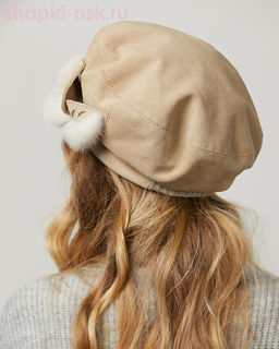 Елена замша мех.норка Берет женский флис (56-58)