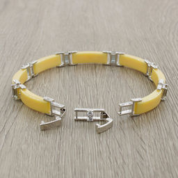 Браслет Лилу из желтой керамики с Султанитом покрытие светлый металл - Agat77 фото 2