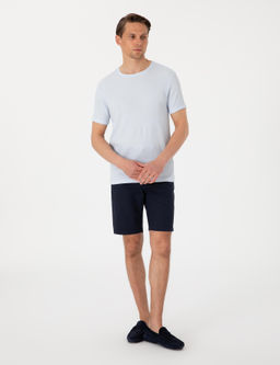 Lacivert Slim Fit Keten Kar___ml_ Beli Ba_c_kl_ Dokuma _ort