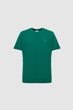 Erkek Regular Fit Bisiklet Yaka Koyu Ye_il Basic Ti__rt