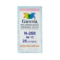 Иглы для шитья ручные Gamma N-260 гобеленовые №13 25 шт. в конверте острые
