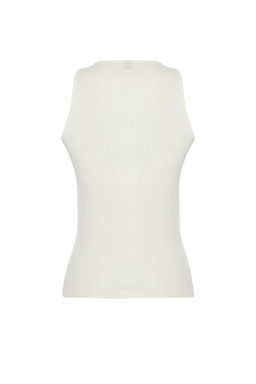 Ekru Pamuklu Halter Yaka Fitted/Vucuda Oturan Esnek Orme Atlet TWOSS23AL00069