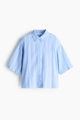Camisa oversize en mezcla de lino - H&m фото 4